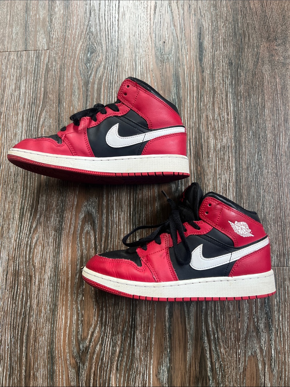 Jordan Kids Black and Red High-Top Sneakers
